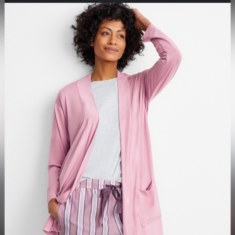 State of Day Open Front Long Sleeve Cardigan Women's Pajama Sleep Lounge XS